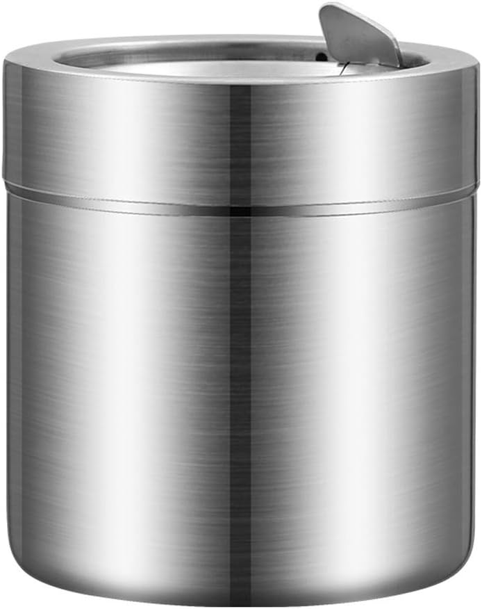 Qiulip Stainless Steel Desktop Mini Trash Bin Table Waste Garbage Can with Swing Lid Cover for Kitchen Office