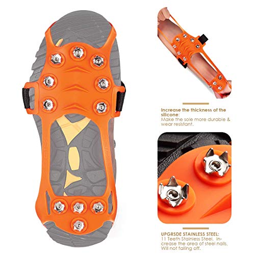 Wirezoll Ice Cleats, Stainless Steel Traction Cleats, Portable Walk Spikes Crampons for Walking, Jogging, Hiking, Mountaineering Ice Snow Grips