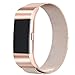 bayite Milanese Loop Bands Compatible Fitbit Charge 2, Stainless Steel Magnet Lock Metal, Rose Gold Small