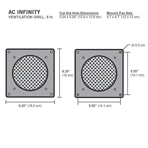 AC Infinity Ventilation Grill, for PC Computer AV Electronic Cabinets, also mounts one 120mm Fan