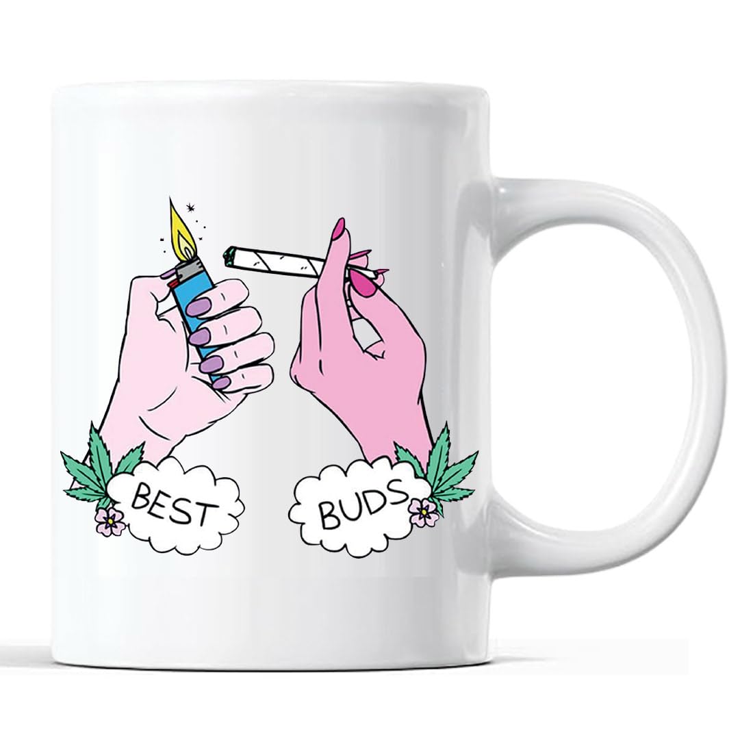 Best Buds Mug - Stoner Gifts - Smokers Gifts - Cannabis Gifts for him or for her - Weed Gifts - Smoking Marijuana Funny Mug 11oz Ceramic Coffee Cup - 350 ml