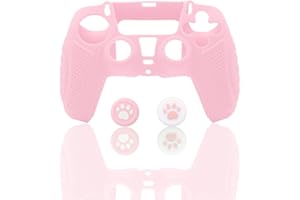 OLYGIVE PS5 Silicone Controller Case, Pink PS5 Controller Skin, Playstation 5 Controller Skin - Light Pink