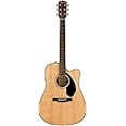 Fender CD-60SCE Dreadnought Cutaway Acoustic Electric Guitar, with 2-Year Warranty, Fishman Pickup and Preamp System, Natural