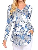 Sweetnight Women Floral Print V Neck Button Decor Peasant Summer Swing Tunic Tops Shirts
