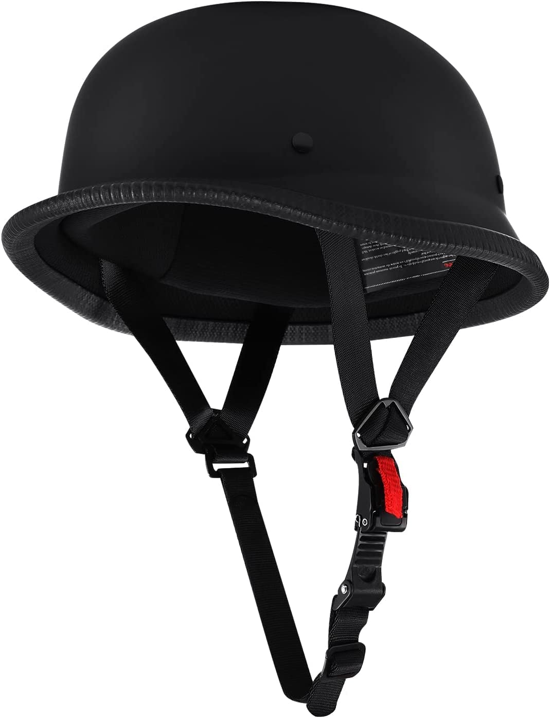 Photo 1 of Motorcycle Half Helmet, German Style DOT Approved Adult Men Women Retro Open Face Bike-Helmets, Bicycle/Skateboard Helmet for Adults, Bike, Scooter Half Shell Helmet(L, Matte Black)