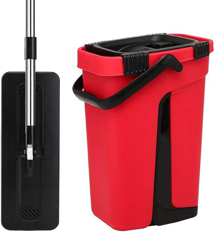 Aslion Mops Bucket System for Floor Cleaning 2 in 1 Wash Dry with Flat Fiber Mop Pads New