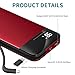 Solove 20000mAh Power Banks Portable Charger Built-in Cable Lightning Adapter Dual Output External Battery Pack with LED Display for iPhone, Android Phones,Different Electronic Devices (Red)