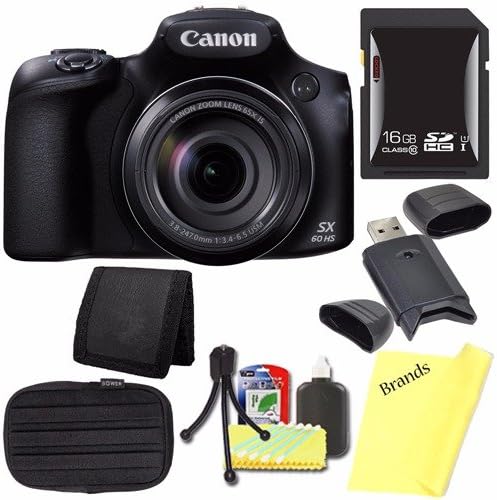 Canon PowerShot SX60 HS Digital Camera 9543B001 + 16GB SDHC Class 10 Memory Card + Small Case + SD Card USB Reader + Memory Card Wallet + Brands MicroFiber Cloth + Deluxe Starter Kit Brand Specials Package