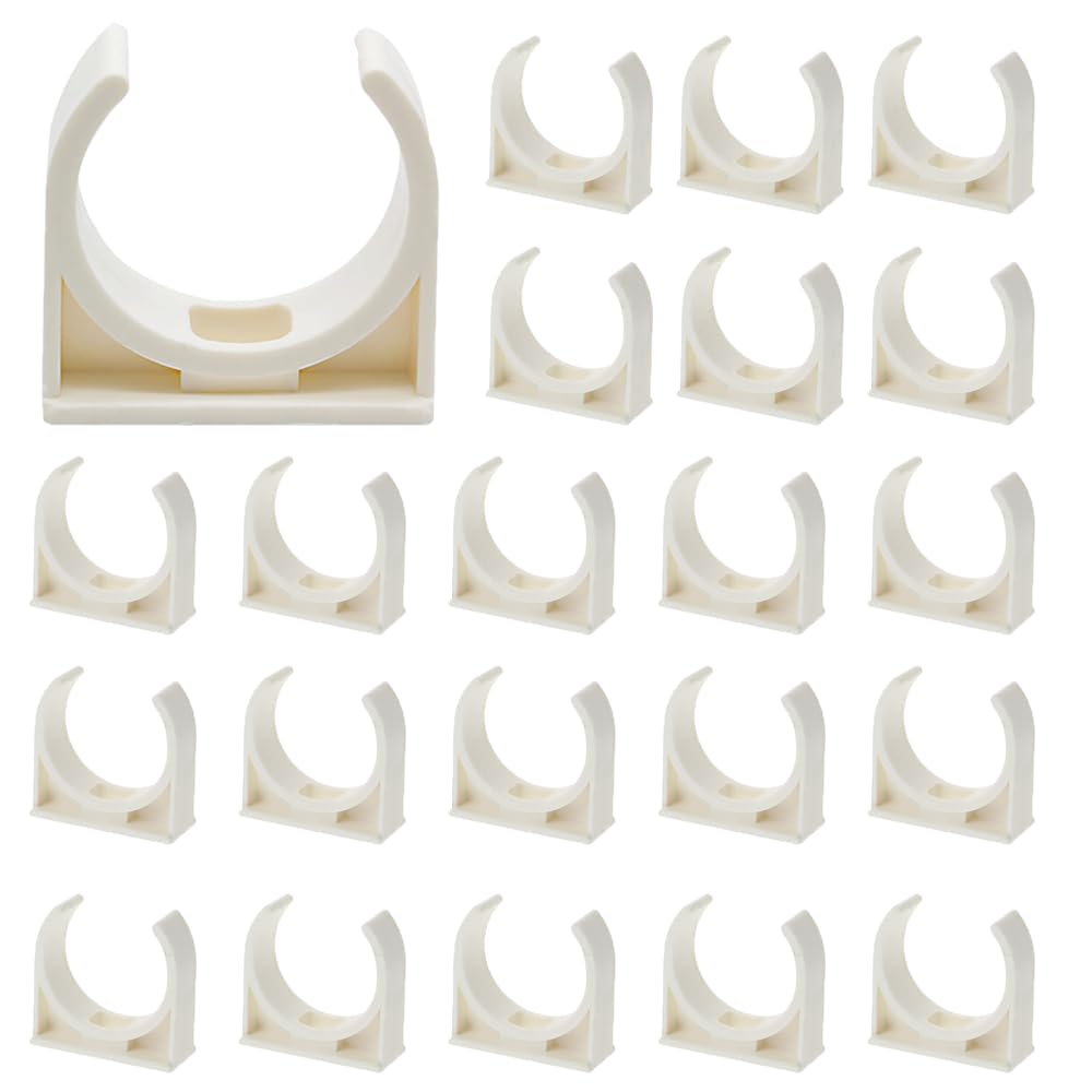 RXKFIGX 60Pcs PVC Water Pipe Clamps Clips Plastic Pipe Clip Water Pipe Clamps Clips Push-Fit Fittings Pipes Clip Conduit Fittings for 25mm Pipeline Tubing Hose Clamps Universal Single Pipes