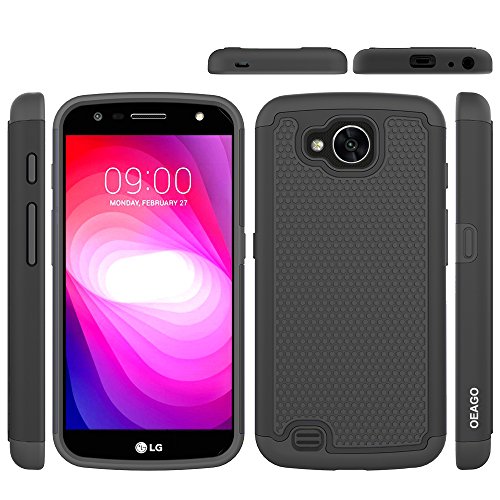 LG X Calibur Case, LG X Venture Case, OEAGO [Shockproof] [Impact Protection] Hybrid Dual Layer Defender Protective Case Cover for LG X Calibur / LG X Venture - Black - Thumbnail 3