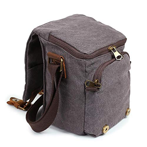 Yaunli Kameratasche, Crossboby Tasche für Herren, Segeltuch mit Leder, wasserabweisend, Retro-Stil, Schultertasche… – Bild 5
