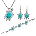 Diamondo Women Tortoise Silver Turquoise Necklace Earring Bracelet Jewelry Set