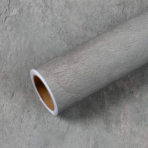 VEELIKE Grey Concrete Wallpaper Peel and Stick 15.7x118 Inches Cement Wall paper Self Adhesive Waterproof Textured Vinyl Removable Contact Paper for Kitchen Backsplash Bathroom Cabinet Wall Decor