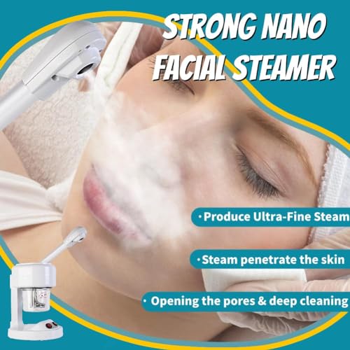 Excefore Portable 3-in-1 Ozone Facial Steamer - Personal Care Humidifier & Essential Oil Steamer with Rotatable Arm - Ideal for Home or Salon Use, White