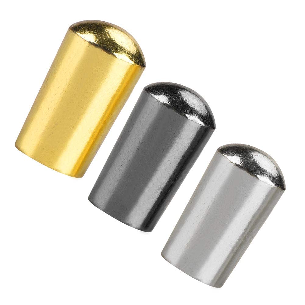 4 PCS Guitar Switch Tip Guitar Pickup Switch Tip Volume Tone Control Electric Guitar Bass Dome Accessor(3.5mm-Silver + Black + Gold)