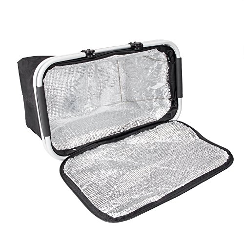 GGK-Outdoor-Folding -Waterproof -Picnic Ice Bag Insulated Picnic Basket - Strong Aluminum Frame (Black)