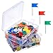 Outus 200 Pieces Map Flag Push Pins Tacks in 2 Box, Assorted 7 Colors