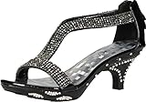 Women Lety73 Rhinestone T-Strap Evening Dancing Dress Low Heel Sandals