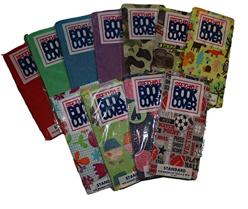 Pack of 3 Stretchable Book Covers - Fits Books up to 8" x 10" - Random Colors & Patterns