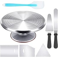 Kootek 12 Inch Cake Turntable Cake Decorating Kit Supplies, 7 Pcs Baking Supplies Aluminium Alloy Revolving Cake Decorating S