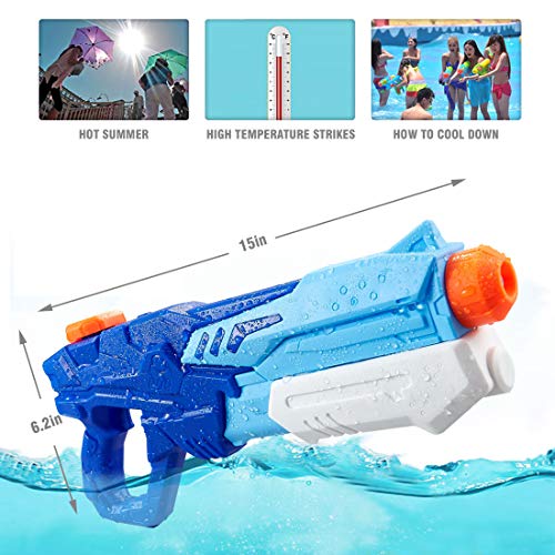 FREE TO FLY Water Blaster Squirt Guns Toys - 2 Pack 600cc High Capacity Water Outdoor Fighting Toy in Summer Swimming Pool and Beach Party for Kids Adults Boys and Girls - Thumbnail 5