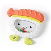 Itzy Ritzy Silicone Rattle Teether, Baby Teething Toy with Rattle (Sushi) | Features Soft Silicone, Textured Surfaces, Colorful Beads &amp; Gentle Rattle Sounds to Encourage Sensory Play &amp; Teething Relief