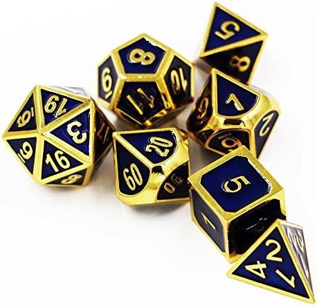 Dungeons &amp; Dragons 7pcs/set Creative RPG Dice D&amp;D Metal Dice Enamel Imitation gold Navy Digital DND Game Dice
