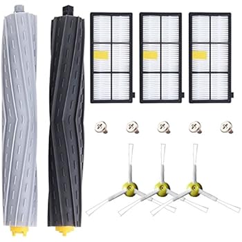 Replenishment Kit for iRobot Roomba 800 900 Series 805 860 870 871 880 890 960 980 Robotic Vacuum Cleaner Accessory，Replacement Parts with 2 Roller, 3 Hepa Fliter and 3 Side Brushes+ 5 Screws (13 pcs)