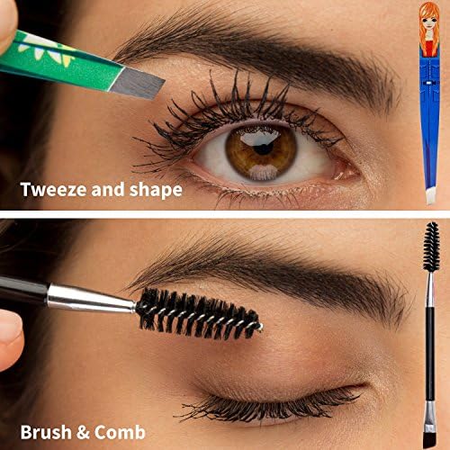 HURRY WHILE STOCK LASTS! Eyebrow Tweezers for Women Precision Slant Tweezers with 3 Special Bonuses: Dual-sided Eyebrow Brush &amp; Suction Cup &amp; Velvet Travel Bag Perfect Gift Set (Blonde)