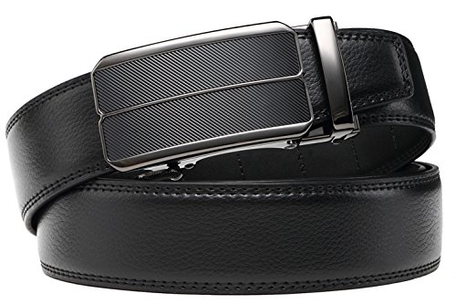 Men's Belt, Bulliant Leather Ratchet Belt for Men with Sliding Buckle 1 3/8" In Gift Box, Trim to Fit.