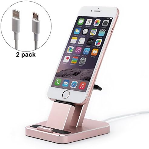 iPhone Dock, Aluminum iPhone Desk Charger Stand Dock Station Holder for iPhone X/ 8/ 8 plus/7/7plus/SE/ 6s/6 and Samsung S7/ S7 Plus, Support Charging with Case (Rose Gold)