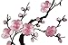 Two Asian Cherry Blossom Sakura Flower Iron on Embroidered Appliques Patch Japanese Chinese (Black-Pink)