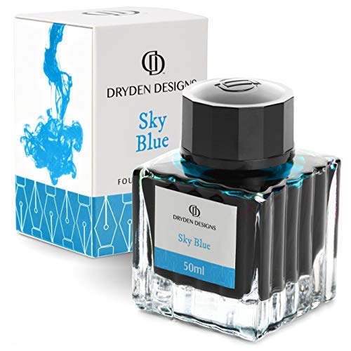 Dryden Designs Fountain Pen Ink Bottle Luxury Edition - Sky Blue - Fountain Pen Bottled Ink Compact Designed Smooth flow 50ml