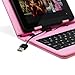 Fosmon Leather Case with USB Keyboard and Stylus for Zeepad 7.0 - Pink