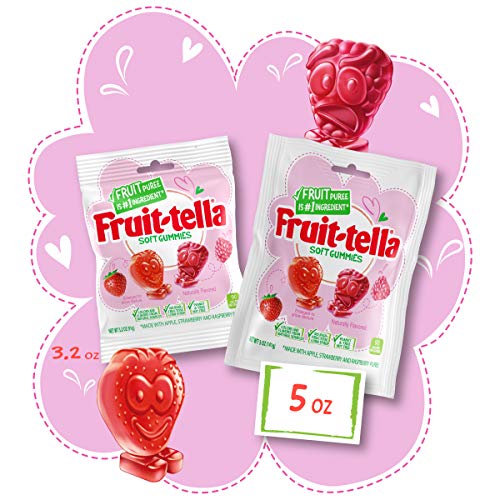 Fruittella Soft Gummy Candy, Strawberry and Raspberry Fruit Flavors, 5