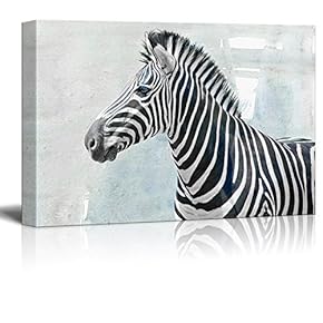 Canvas Print Wall Art - a Zebra on Grunge Background - Gallery Wrap Modern Home Art | Ready to Hang - 12x18 inches
