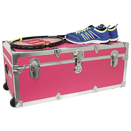 Seward Trunk Footlocker Trunk with Nickel Trim, Pink, 30-Inch (SWD7130-22) - Thumbnail 2