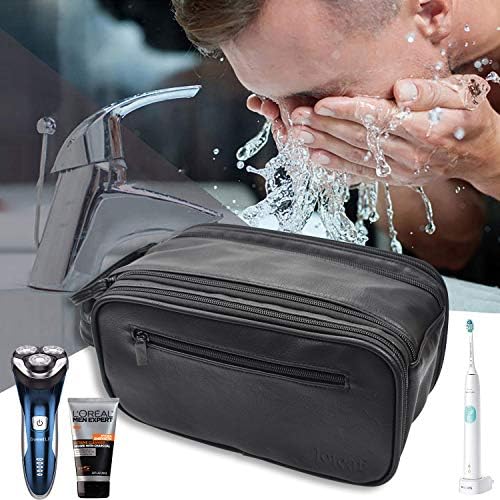 Loteaf Toiletry Bag for Men PU Leather Water-Resistant Travel Toiletry Bag Organizer Dopp Kit for Toiletries Accessories (Black) 6 Loteaf Toiletry Bag for Men PU Leather Water-Resistant Travel Toiletry Bag Organizer Dopp Kit for Toiletries Accessories (Black)