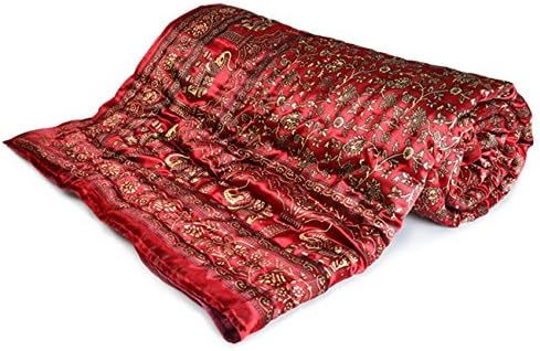 Aastha Jaipuri Queen Silk Razai with Gold Print (Red)