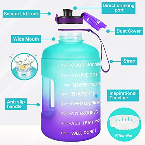 BuildLife Gallon Water Bottles with Times to Drink 128 OZ BPA Free
