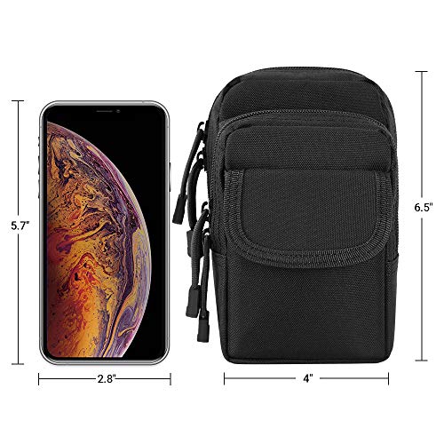 FUNANASUN Black Tactical Molle Pouches - 1000D Nylon EDC Belt Waist Pouch Molle Small Utility Gadget Gear Tool Bag for Men - Thumbnail 5
