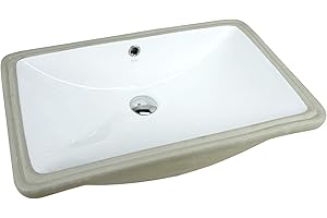 KH KINGSMAN HARDWARE KINGSMAN 24 Inch Rectrangle Undermount Vitreous Ceramic Lavatory Vanity Bathroom Vessel Sink Pure White (24 Inch)