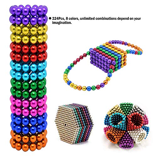 MENGDUO 5MM 224pcs Magnets Sculpture Building Blocks Toys for Sculpture Stress Relief Magnet Intelligence Development - Office Toy for Adults (8 Colors)
