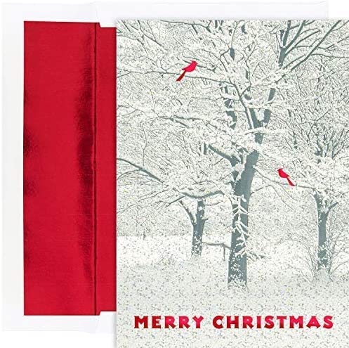 Masterpiece Studios Holiday Collection 16 Cards / 16 Foil Lined Envelopes, Snowy Trees โ image 1