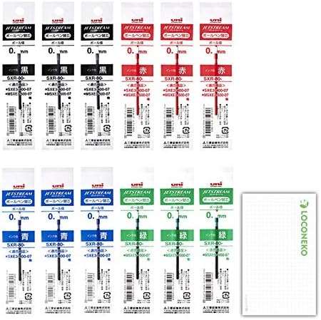 三菱鉛筆 Uni ジェットストリーム 替芯 0 5mm Sxr 80 05 4色各3本セット ロコネコ試筆カード