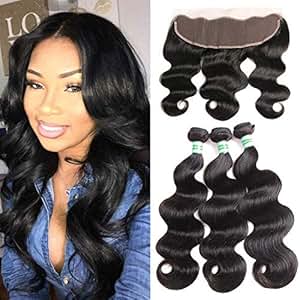 Amazon Com Malaysian Body Wave 3 Bundles With Frontal Ear To Ear