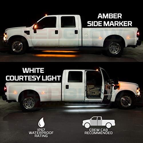 LEDGlow 70" Truck LED Running Board Light Amber Side Marker Kit with White Courtesy Lights for