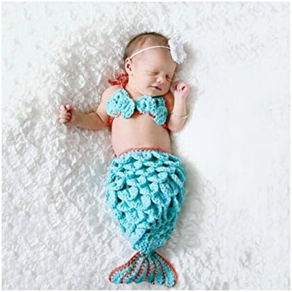 Newborn Infant Handmade Photo Prop Mermaid Outfit Clothes Knit Crochet Baby Photography Props