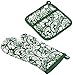DII Cotton Damask Oven Mitt 12 x 6.5 and Pot Holder 8.5 x 8 Kitchen Gift Set, Machine Washable and Heat Resistant for Cooking and Baking-Dark Green