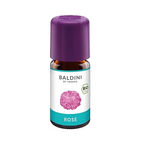 Baldini - Rosenöl BIO, 100% naturreines ätherisches BIO Rosen Öl rein bulgarisch 3 % in Bio-Alkohol, Bio Aroma, 5 ml